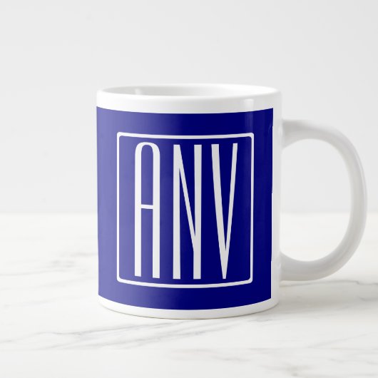 3 Initialmonogramm | Navy Blue & White Jumbo-Tasse (Rechts)