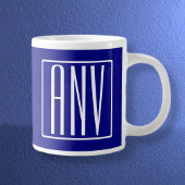 3 Initialmonogramm | Navy Blue & White Jumbo-Tasse