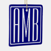 3 Initialmonogramm | Navy Blue & White Keramikornament (Rechts)