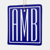 3 Initialmonogramm | Navy Blue & White Keramikornament (Links)