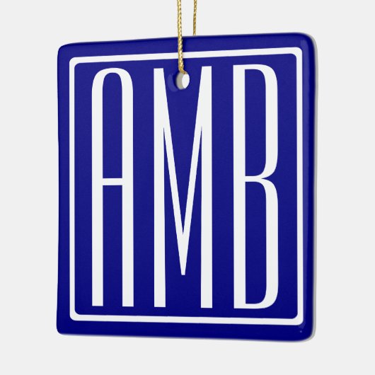 3 Initialmonogramm | Navy Blue & White Keramikornament (Links)