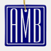3 Initialmonogramm | Navy Blue & White Keramikornament (Vorderseite)