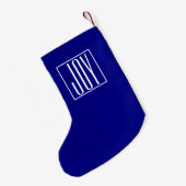 3 Initialmonogramm | Navy Blue & White Kleiner Weihnachtsstrumpf (Rückseite (Hängend))