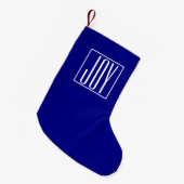 3 Initialmonogramm | Navy Blue & White Kleiner Weihnachtsstrumpf (Vorderansicht (hängend))