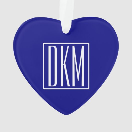3 Initialmonogramm | Navy Blue & White Ornament (Rückseite)