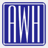 3 Initialmonogramm | Navy Blue & White Quadratischer Aufkleber (Vorderseite)