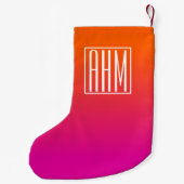 3 Initialmonogramm | Orange bis rosa Gradient Kleiner Weihnachtsstrumpf (Rückseite)