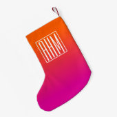 3 Initialmonogramm | Orange bis rosa Gradient Kleiner Weihnachtsstrumpf (Rückseite (Hängend))