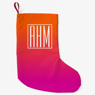 3 Initialmonogramm   Orange bis rosa Gradient Kleiner Weihnachtsstrumpf