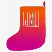 3 Initialmonogramm | Orange Pink Gradient Großer Weihnachtsstrumpf (Rückseite)