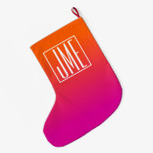 3 Initialmonogramm | Orange Pink Gradient Großer Weihnachtsstrumpf (Rückseite (Hängend))