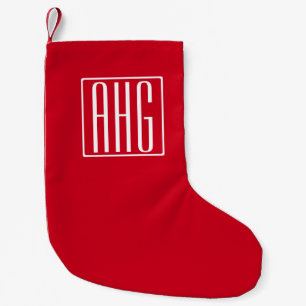 3 Initialmonogramm Rot und Weiß Kleiner Weihnachtsstrumpf