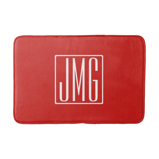 3 Initialmonogramm | Rot und Weiß (oder Farbtöne) Badematte (Vorderseite)