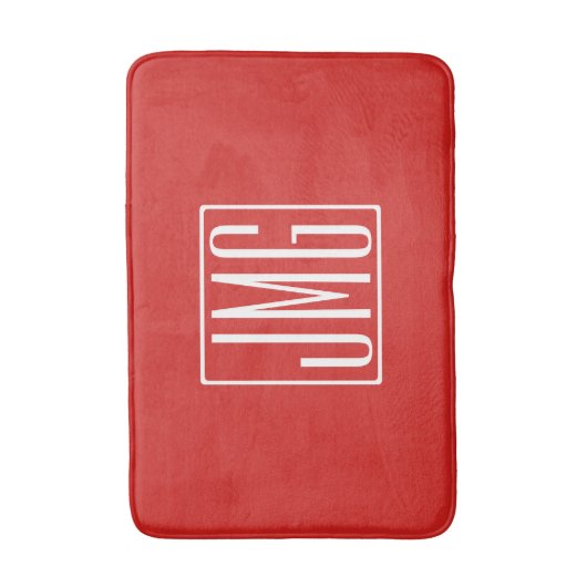 3 Initialmonogramm | Rot und Weiß (oder Farbtöne) Badematte (Vorderseite Vertikal)