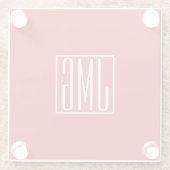 3 Initialmonogramm | Rot und Weiß (oder Farbtöne) Glasuntersetzer (Rückseite)