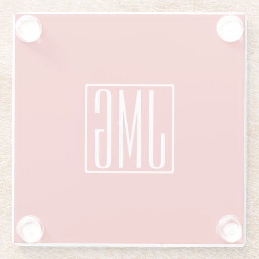 3 Initialmonogramm | Rot und Weiß (oder Farbtöne) Glasuntersetzer (Rückseite)