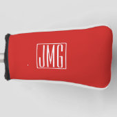 3 Initialmonogramm | Rot und Weiß (oder Farbtöne) Golf Headcover (Vorderseite)