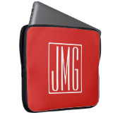 3 Initialmonogramm | Rot und Weiß (oder Farbtöne) Laptopschutzhülle (Vorne Rechts)