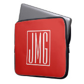 3 Initialmonogramm | Rot und Weiß (oder Farbtöne) Laptopschutzhülle (Vorderseite Links)