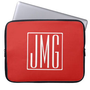3 Initialmonogramm   Rot und Weiß (oder Farbtöne) Laptopschutzhülle