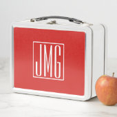 3 Initialmonogramm | Rot und Weiß (oder Farbtöne) Metall Brotdose (Beispiel)