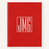 3 Initialmonogramm | Rot und Weiß (oder Farbtöne) Notizblock (Vorderseite)