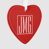 3 Initialmonogramm | Rot und Weiß (oder Farbtöne) Ornament (Vorderseite)