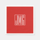 3 Initialmonogramm | Rot und Weiß (oder Farbtöne) Serviette (Vorderseite)