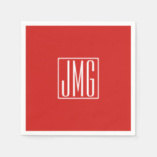 3 Initialmonogramm   Rot und Weiß (oder Farbtöne) Serviette