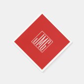 3 Initialmonogramm | Rot und Weiß (oder Farbtöne) Serviette (Ecke)