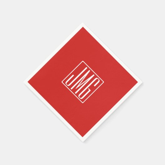 3 Initialmonogramm | Rot und Weiß (oder Farbtöne) Serviette (Ecke)