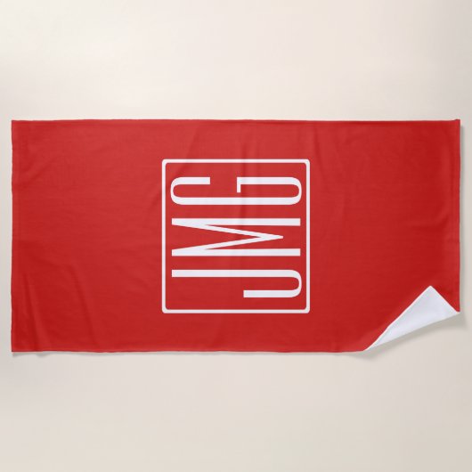 3 Initialmonogramm | Rot und Weiß (oder Farbtöne) Strandtuch (Vorderseite)