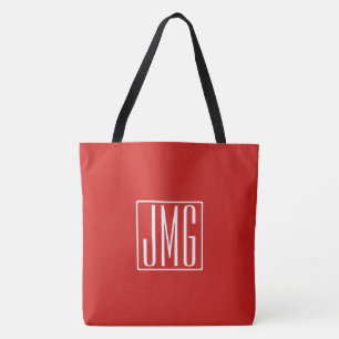 3 Initialmonogramm   Rot und Weiß (oder Farbtöne) Tasche