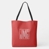 3 Initialmonogramm | Rot und Weiß (oder Farbtöne) Tasche (Rückseite)