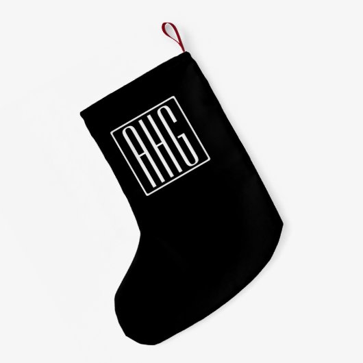 3 Initialmonogramm | Schwarz/Weiß Kleiner Weihnachtsstrumpf (Rückseite (Hängend))