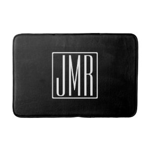 3 Initialmonogramm Schwarz/Weiß (oder Farbtöne) Badematte