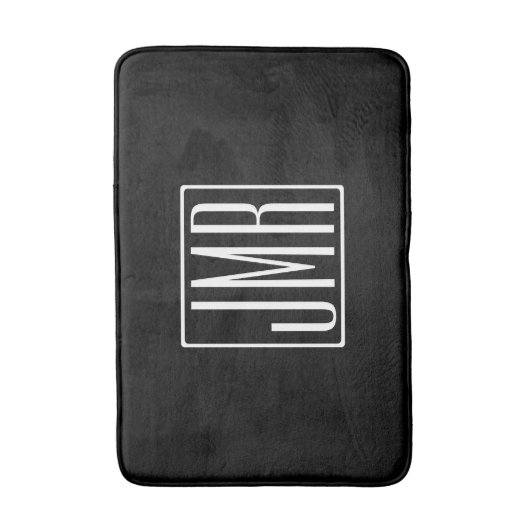 3 Initialmonogramm | Schwarz/Weiß (oder Farbtöne) Badematte (Vorderseite Vertikal)