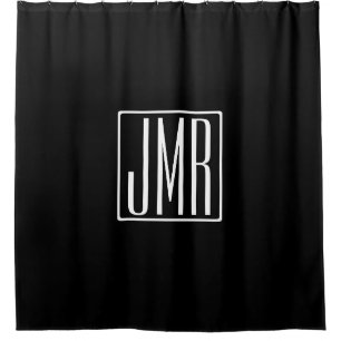 3 Initialmonogramm Schwarz/Weiß (oder Farbtöne) Duschvorhang
