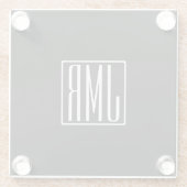 3 Initialmonogramm | Schwarz/Weiß (oder Farbtöne) Glasuntersetzer (Rückseite)
