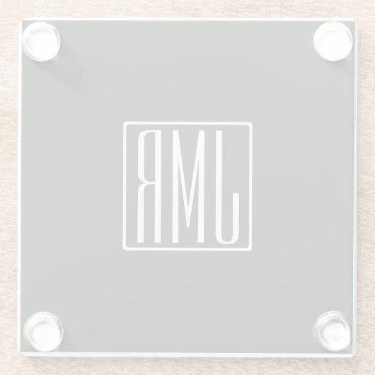 3 Initialmonogramm | Schwarz/Weiß (oder Farbtöne) Glasuntersetzer (Rückseite)