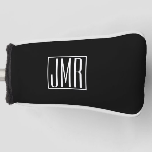 3 Initialmonogramm | Schwarz/Weiß (oder Farbtöne) Golf Headcover (Vorderseite)