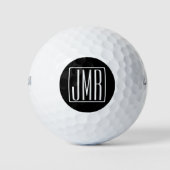 3 Initialmonogramm | Schwarz/Weiß (oder Farbtöne) Golfball (Vorderseite)