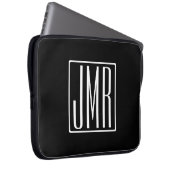 3 Initialmonogramm | Schwarz/Weiß (oder Farbtöne) Laptopschutzhülle (Vorne Rechts)