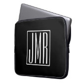 3 Initialmonogramm | Schwarz/Weiß (oder Farbtöne) Laptopschutzhülle (Vorderseite Links)