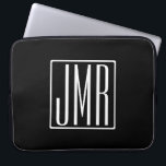 3 Initialmonogramm | Schwarz/Weiß (oder Farbtöne) Laptopschutzhülle<br><div class="desc">Ihre drei Initialen mit Monogramm.</div>