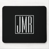 3 Initialmonogramm | Schwarz/Weiß (oder Farbtöne) Mousepad (Vorne)