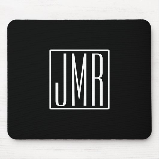 3 Initialmonogramm | Schwarz/Weiß (oder Farbtöne) Mousepad (Vorne)
