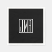 3 Initialmonogramm | Schwarz/Weiß (oder Farbtöne) Serviette (Vorderseite)