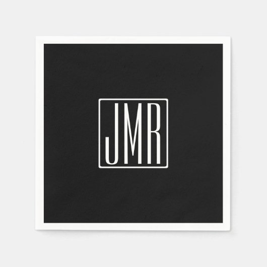3 Initialmonogramm | Schwarz/Weiß (oder Farbtöne) Serviette (Vorderseite)