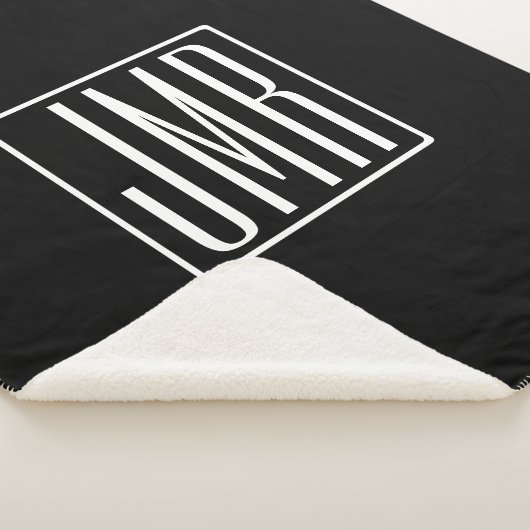 3 Initialmonogramm | Schwarz/Weiß (oder Farbtöne) Sherpadecke (3/4)